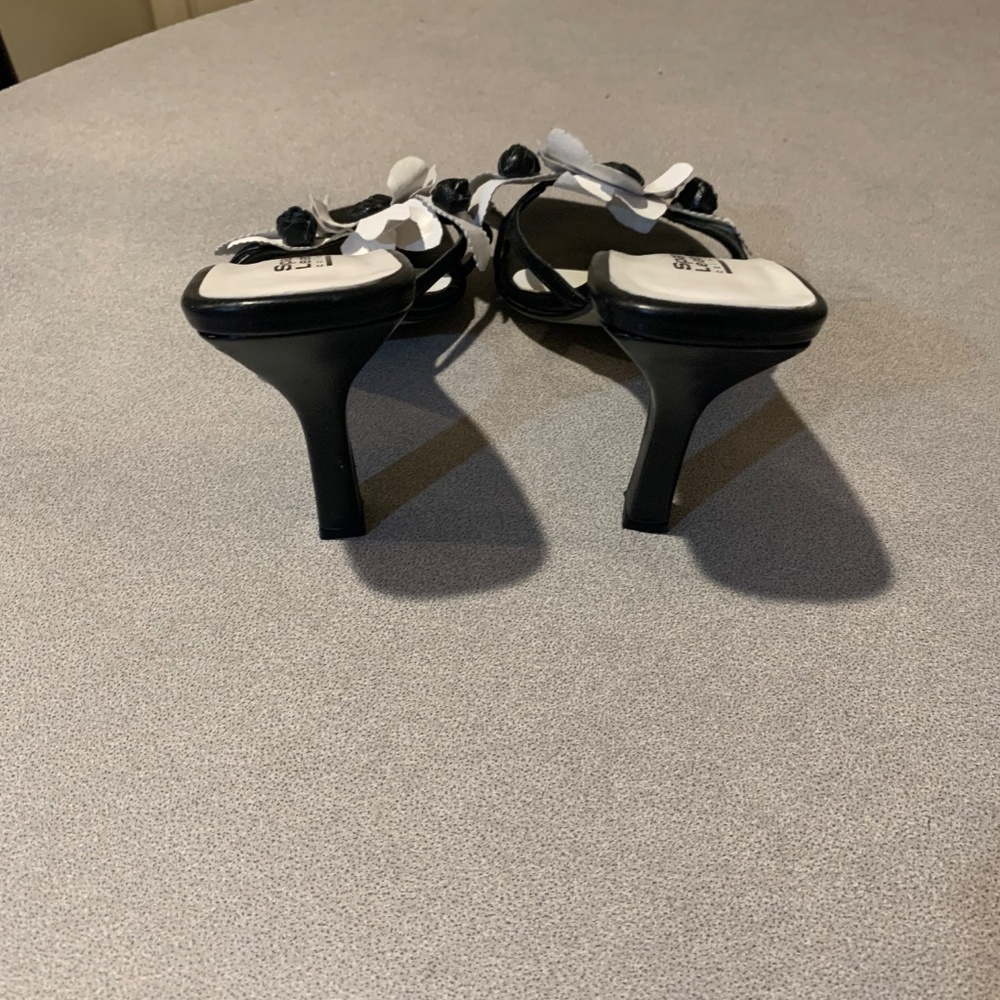 Sergio Zelcer Spanish Leather Collection Black/White Slide Sandals sz 8 M - Picture 6 of 7